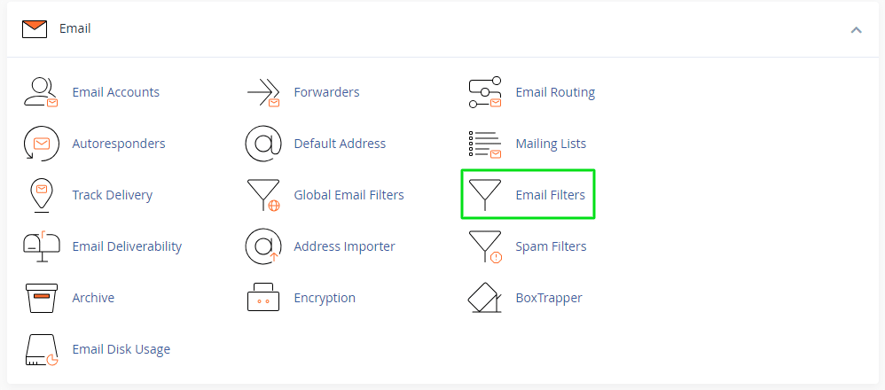 This image is showing the various features available for managing an email account.
