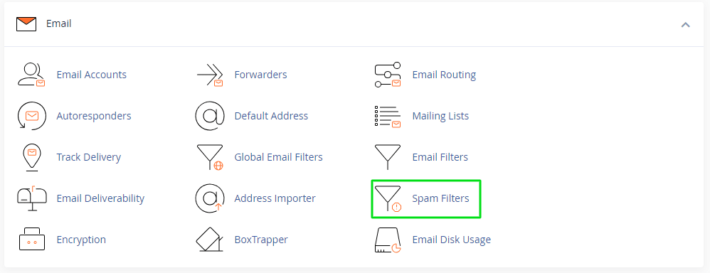 This image is showing the different features available for managing email accounts.